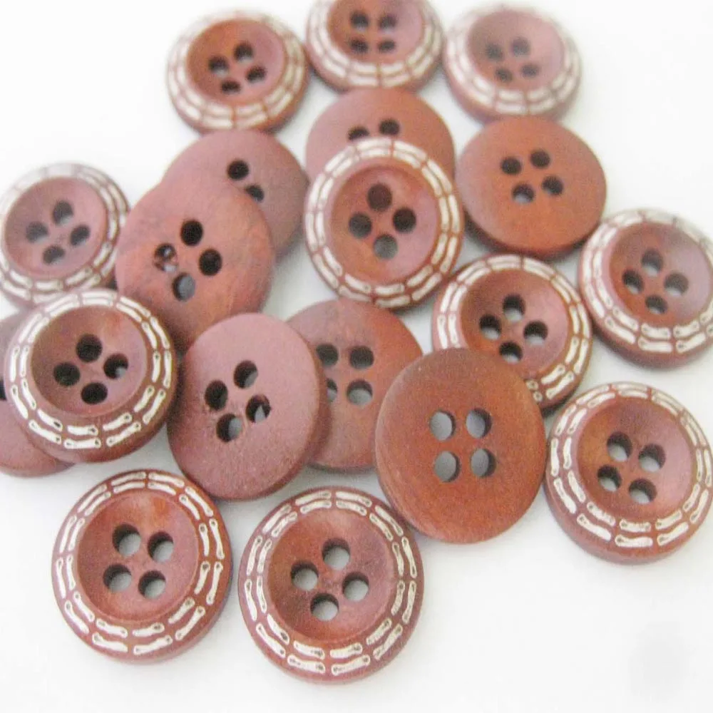 WBNOWA 2 أنواع للاختيار 15 مللي متر أزرار قميص مستديرة خشبية الصنع 50 قطعة/الحزمة لتقوم بها بنفسك الخياطة اكسسوارات #4