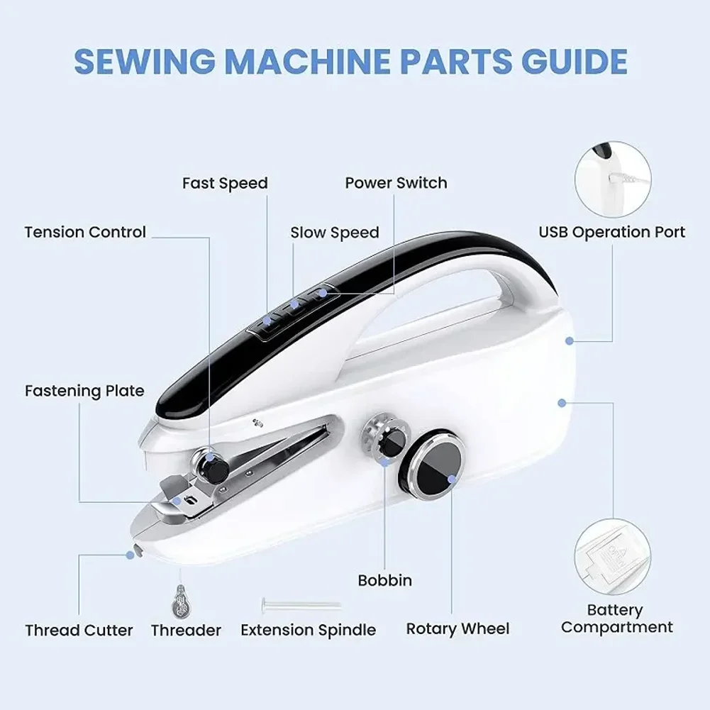 

2026 New Mini Sewing Machine Handheld Mending Machine Plastic 2 Speed Single Thread Stitching Electric Sewing Small Gadget