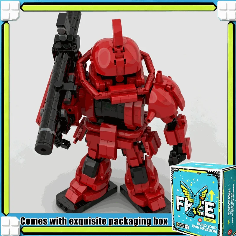 647PCS Red Mecha Armored Robot Soldier Model MOC Building Blocks DIY Assembly Toy Educational Sci-Fi Display Collection Gift