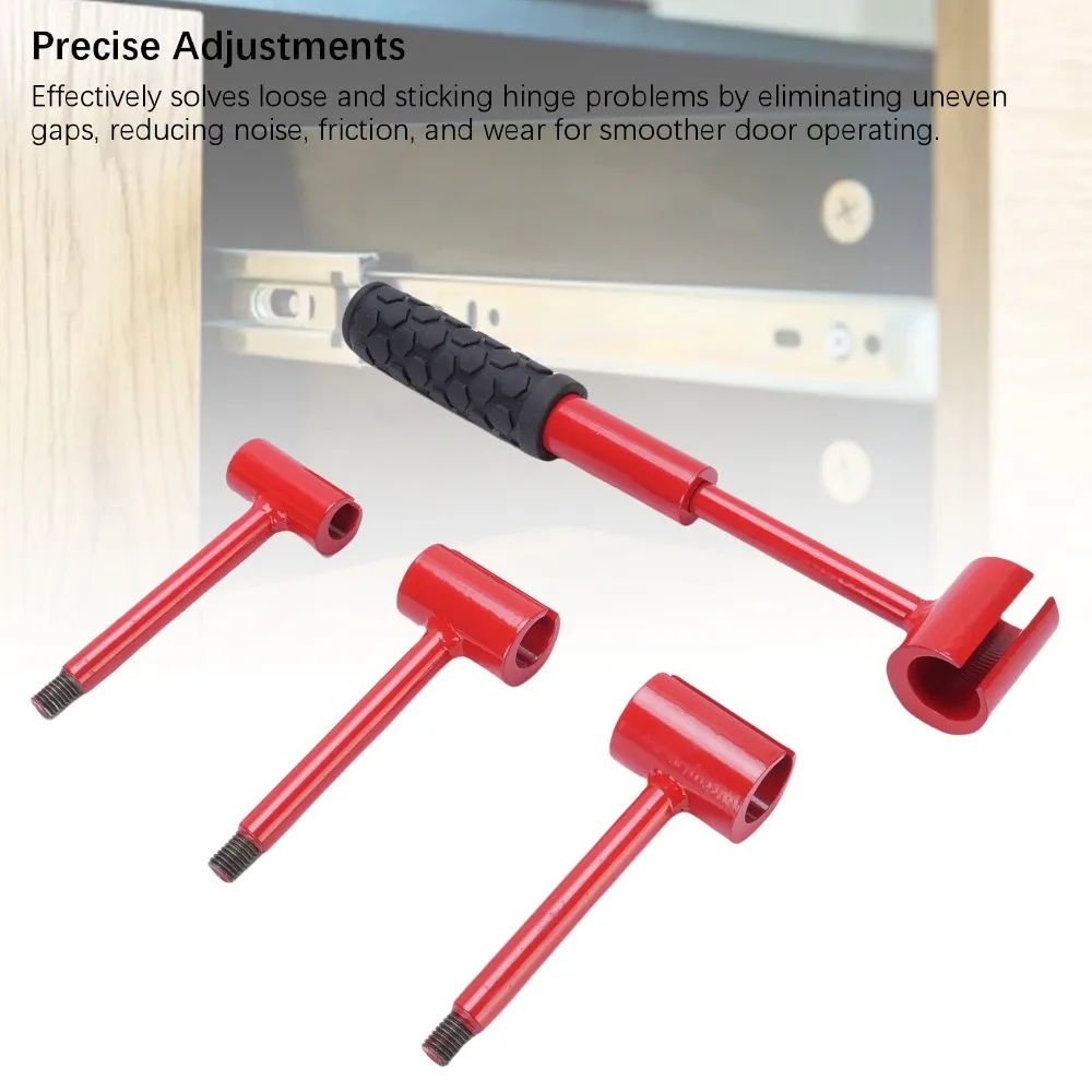 Juego de 6 Herramientas Multifuncionales para Ajustar Bisagras de Puerta, Color Rojo, Herramienta Ajustable para Doblar Bisagras, Llave para Ajustar el Espacio entre Bisagras, para Muebles