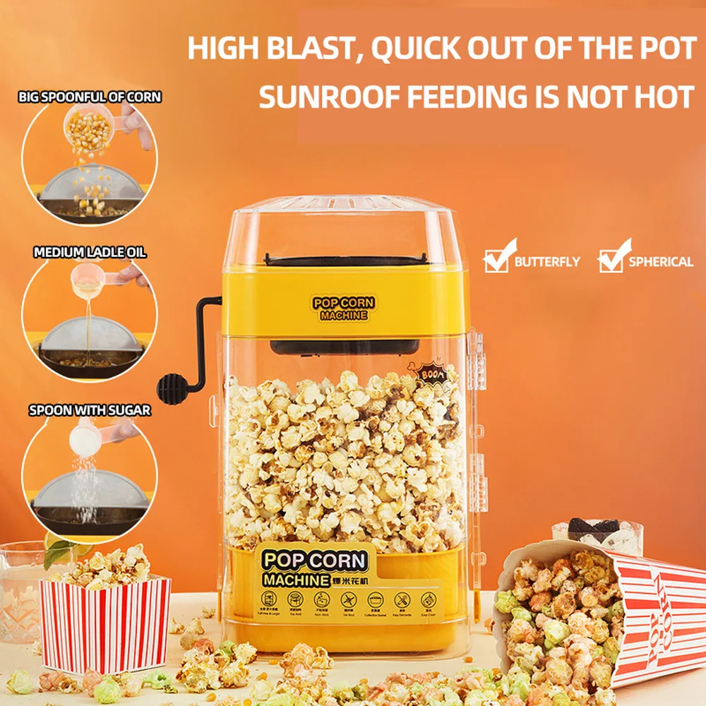 350W Household Healthy Hot Air Oil-free Popcorn Maker Fully Automatic Popcorn Machine For Home Kitchen