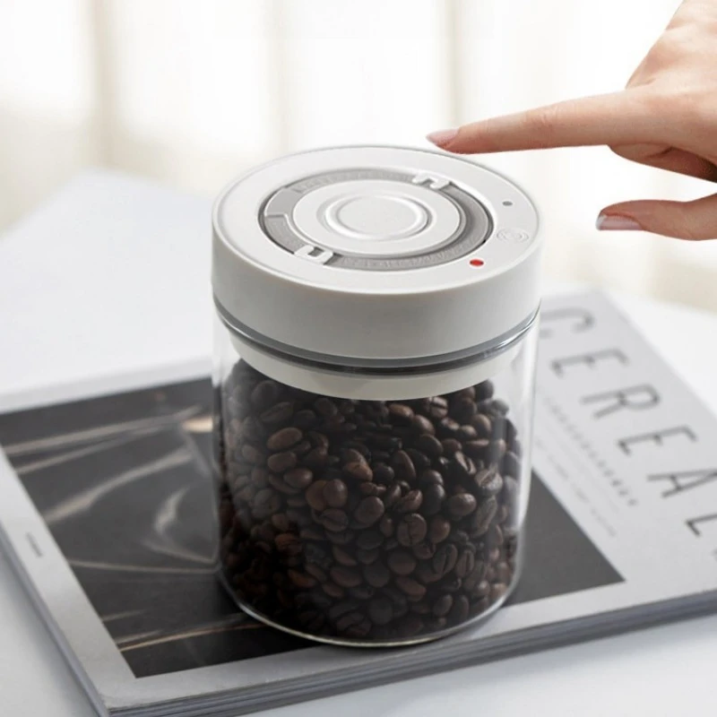 2026 Intelligent electric vacuum-sealing coffee bean storage container glass jar storage tank
