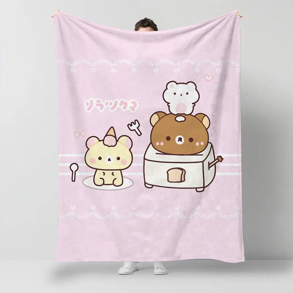 

Плюшевый плед Lazy Bear: накидка на ноги, покрывало для дивана, плед для офиса, студенческого общежития, для сна, из полиэфирного волокна, в мультяшном стиле, средней теплости.