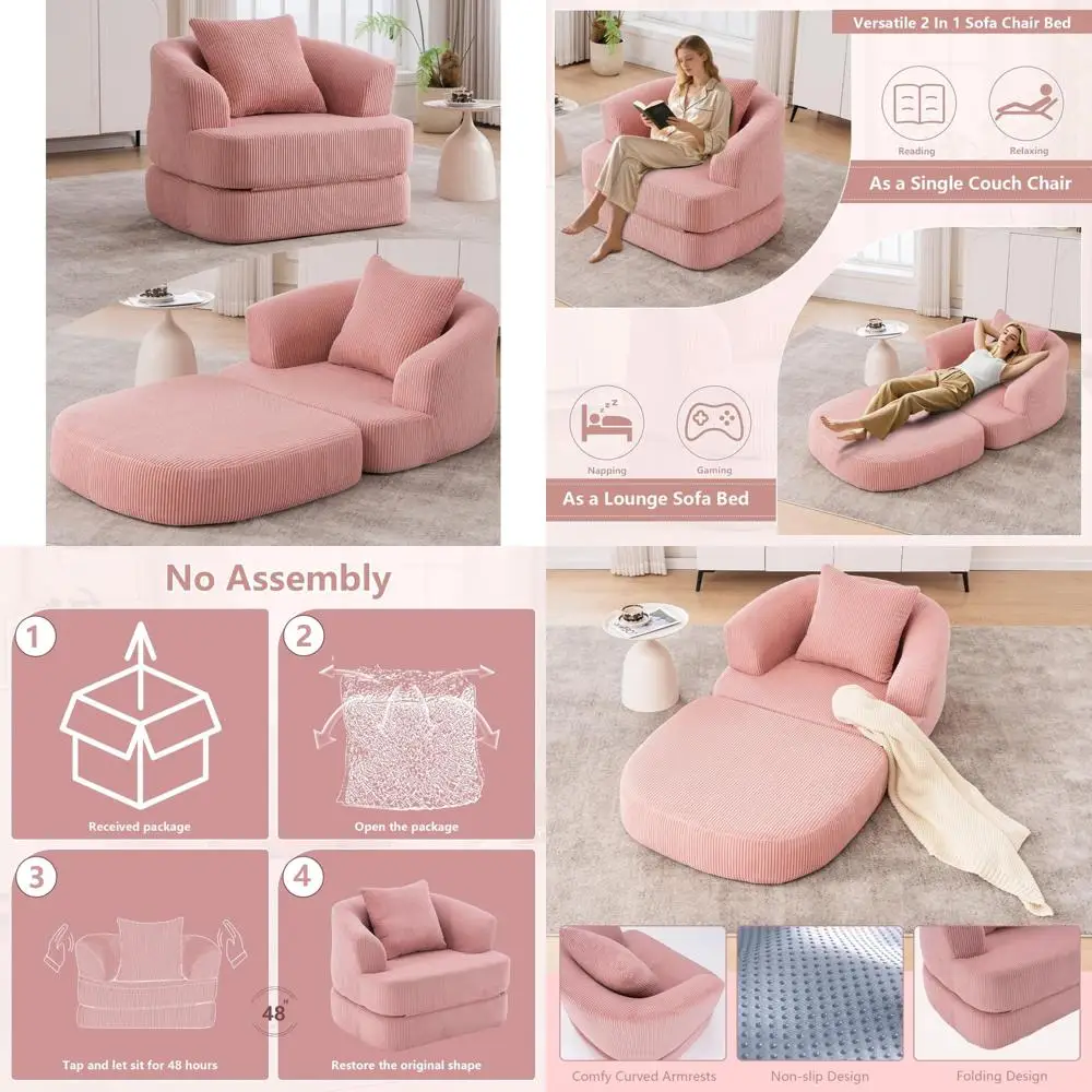 سرير أريكة قابل للطي، كرسي نوم سروال قصير مع وسادة ومساند للذراعين، كرسي أريكة فردي من إسفنج الذاكرة، أريكة أرضية مريحة للبالغين، Por #1
