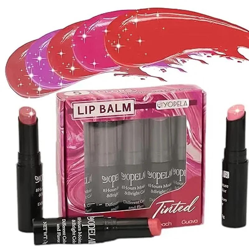 5 Pack Getinte Lippenbalsem Met Glitterpoeder Kousvullers Geschenken Getinte Chapstick Moederdag Geschenken Hydraterende Make-Up