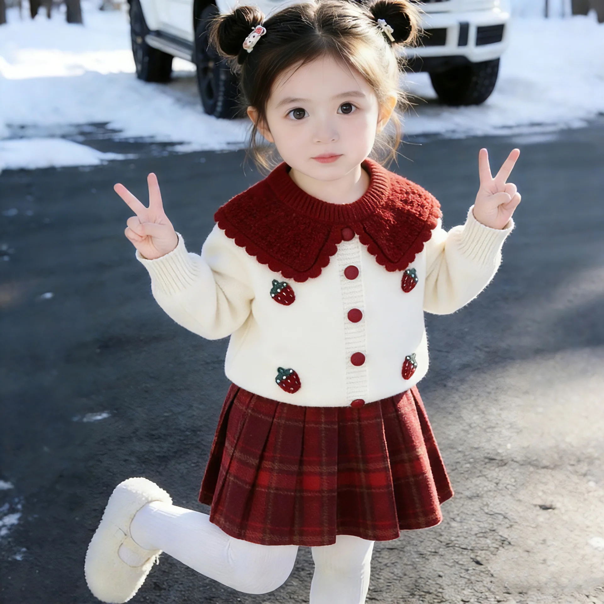 Girls Fall Winter Sweater 2PCS SETS Lovely kids' sets and outfits Clothes Knit Long Sleeve Pants