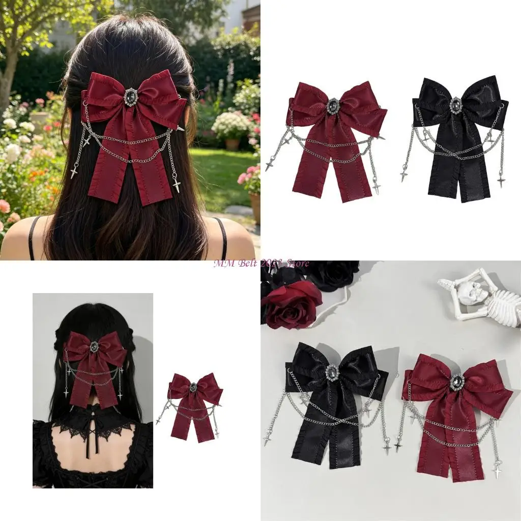 

49ME Elegant Lace Chain Charm Bowknot Hair Clip For Women Girl Hair Styling Tool