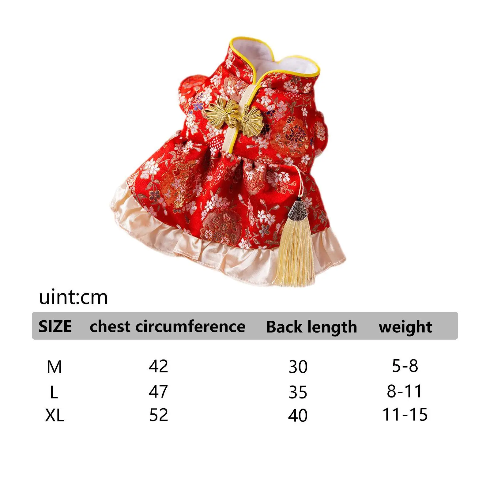 새해 고양이 드레스 애완동물 탕복 애완동물 의상 따뜻하고 착용하기 쉬운 새해 애완동물 의상 코스프레 애완동물 선물 테마 파티용