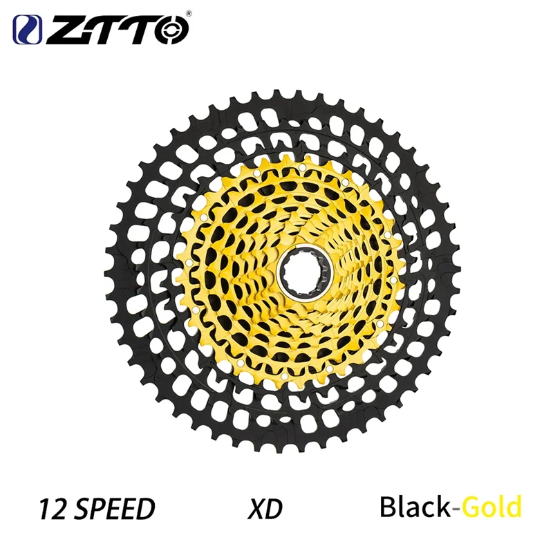 ZTTO Ultralight MTB XD Cassette 281g-310g Black-Gold 12-Speed 9-46T 9-50T 9-51T 10-46T 10-50T 10-51T SLR3 K7 CNC Sprocket view 2