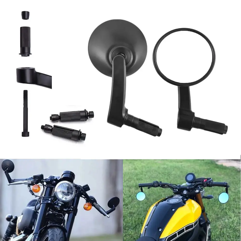 18mm Motorcycle Round Side Mirror Handle Bar End Rearview Mirror For Harley Honda Kawasaki Suzuki Yamaha Scooter