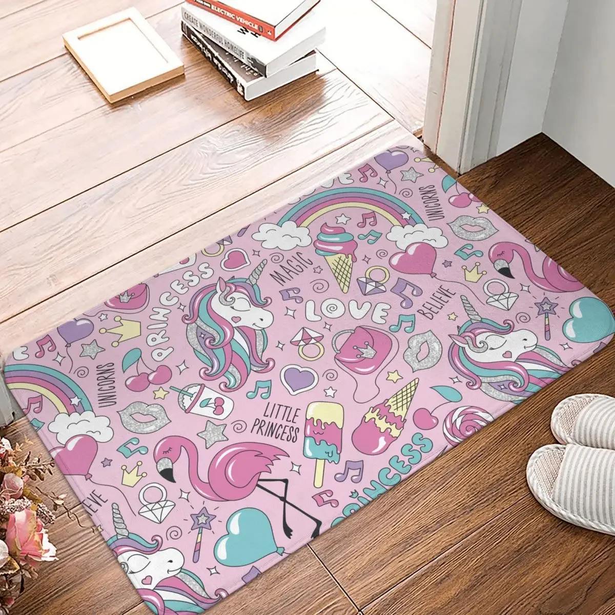 Non-slip Doormat Unicorn Princess Carpet Living Room Bedroom Mat Welcome Indoor Decorative