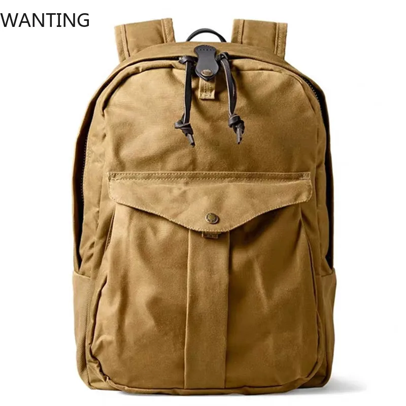 

American Retro Waterproof Oil Wax Canvas Knapsack Unisex Computer Travel School Bag Outdoor Mountaineering Bag Hiking Backpack