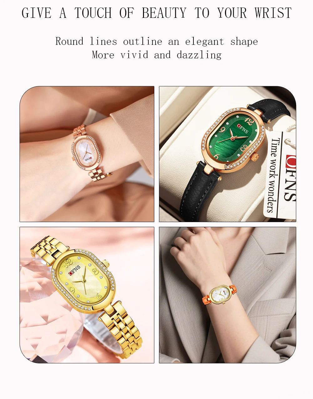 OFNS ใหม่ 1575 แฟชั่นผู้หญิงนาฬิกาควอตซ์,Mother of Pearl Dial กันน้ําขนาดกะทัดรัดรูปไข่ผู้หญิงควอตซ์นาฬิกา 2025