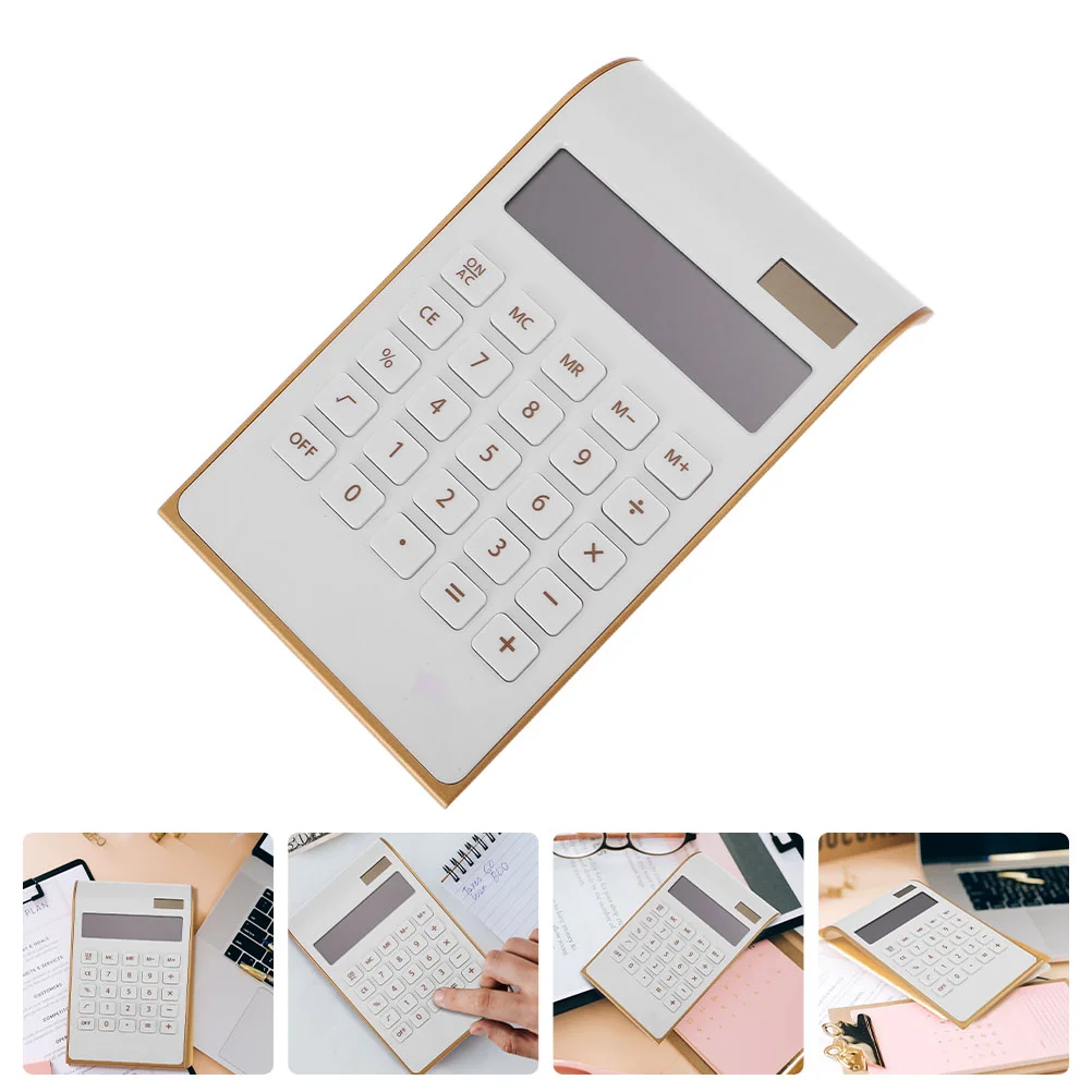 

Basic Calculator Gold Office Supplies Desktop Student Electronic Component Portable