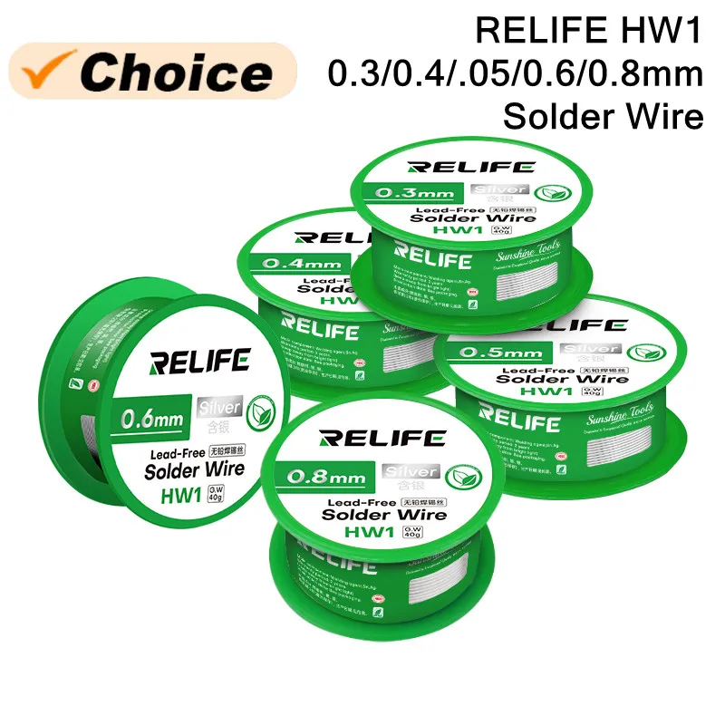 RELIFE HW1 Lead-Free Soldering Tin Wire for Mobile Phone Electronic Repair Strong Conductivity Contains Silver Solder Wire