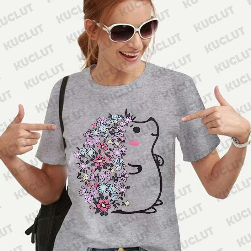 T-shirt da donna T-shirt da donna Cartoon femminile T-shirt con grafica floreale riccio T-shirt casual streetwear Abbigliamento T-shirt Abbigliamento donna Top