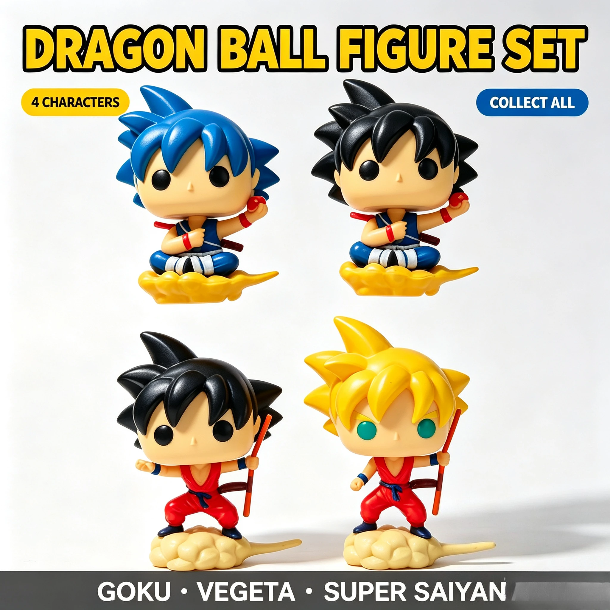 Dragon Ball Z POP Figure Set 4Pcs Goku Super Saiyan Nimbus Cloud Vinyl Action Figure Anime Collectible Desktop Decor Gift - view 3
