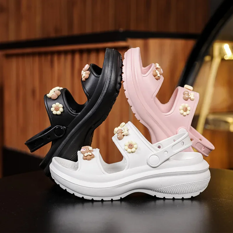 Women Fashion Clogs 2024 New Arrvial Outdoor Comfortable Slippers 6cm Thick Sole High Quality Summer  Casual Sandals For Girls