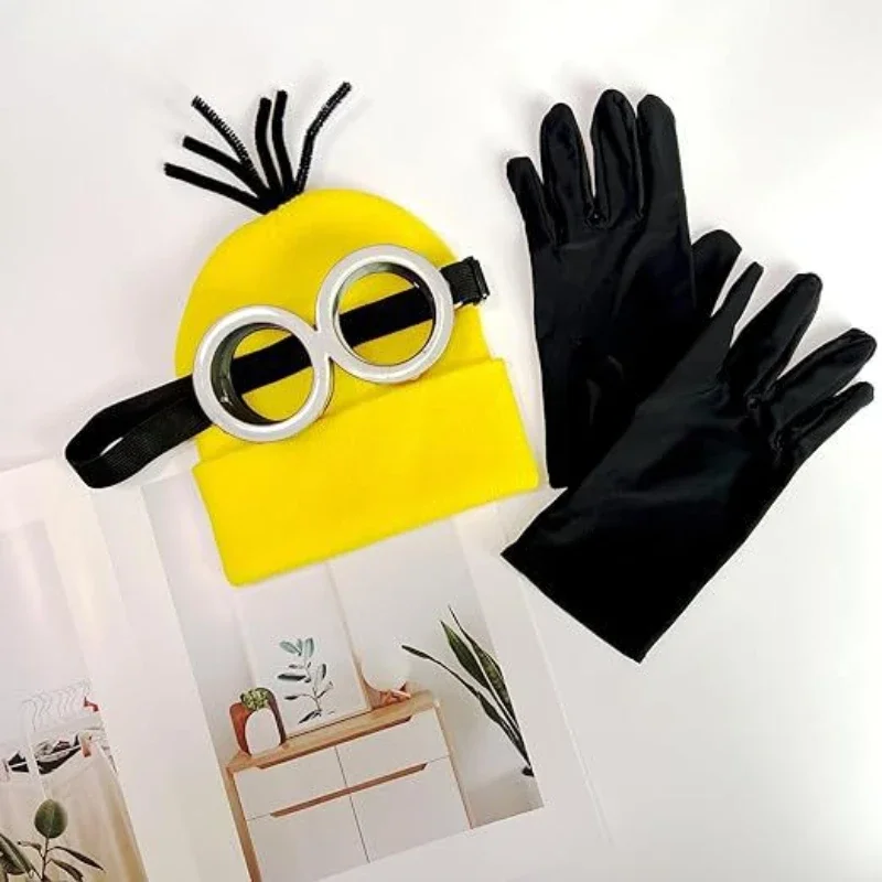 

Despicable Me Minions Cosplay Glasses Masquerade Costume Prop Hat Glove Halloween Decoration Minion Glasses Kids Birthday Gifts