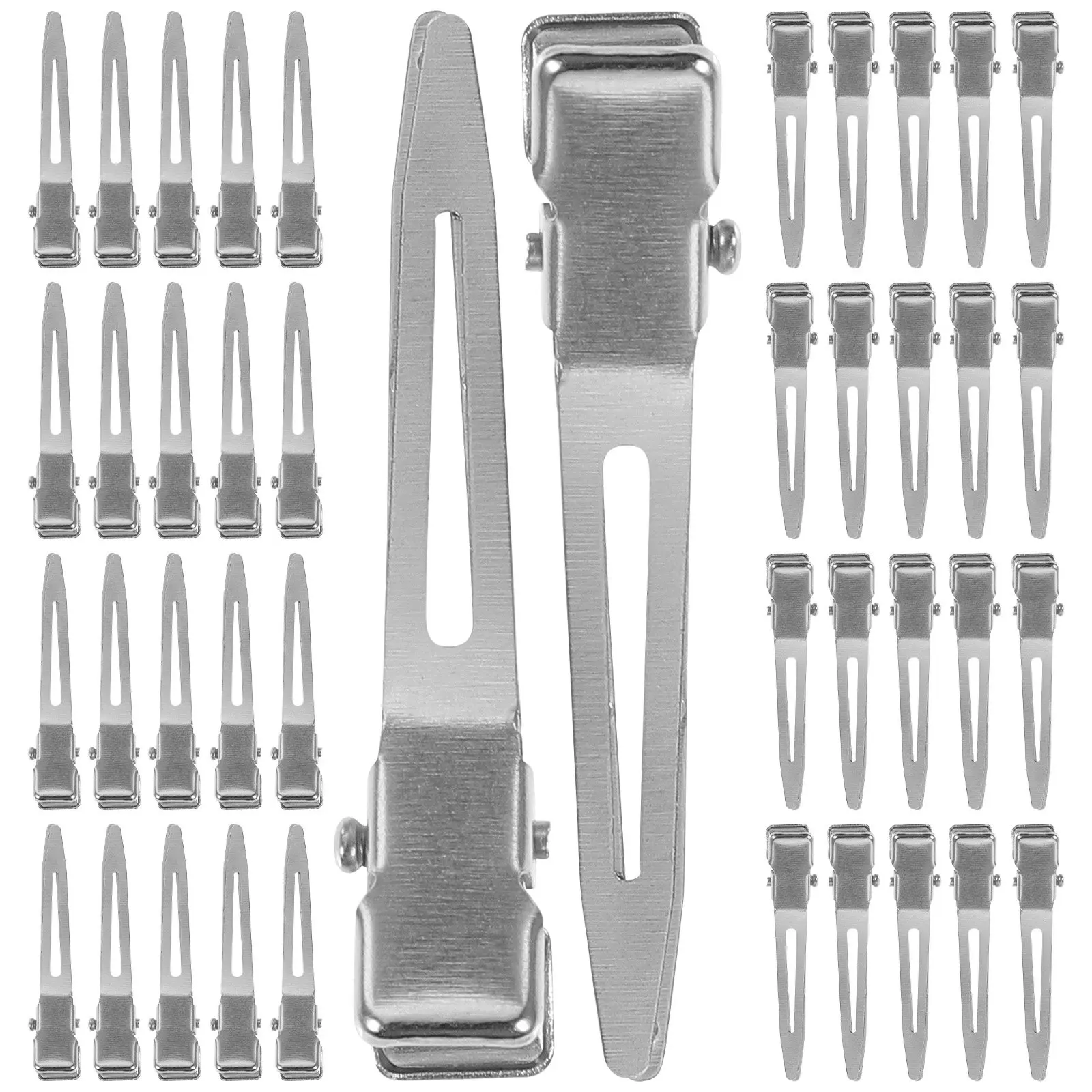 

50Pcs 45Mm Single Prong Alligator Clips Metal Hair Styling Tools for Salon Home Use Pin Curls DIY Hair Bows Accessories