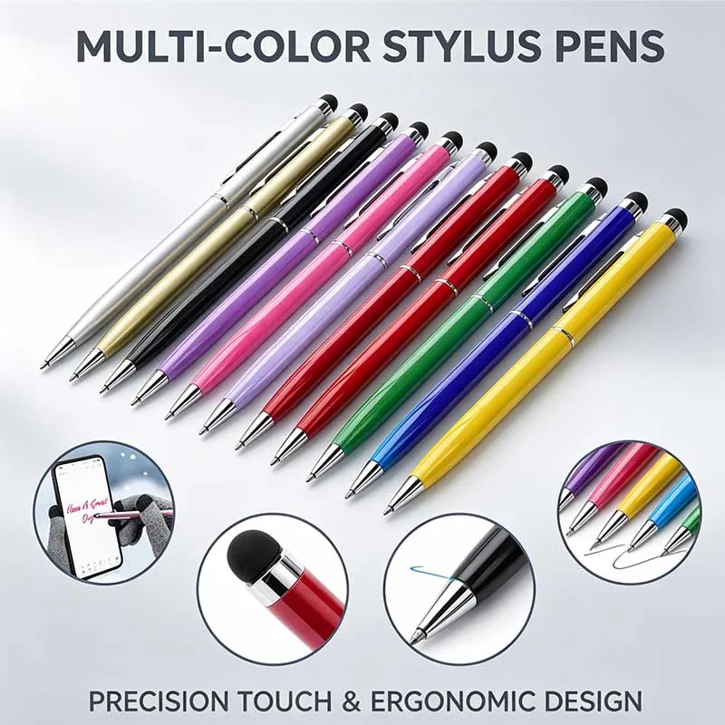 5-12pc 2 In 1 Stylus Pen with Ballpoint Pen for All Tablets Smartphones Touch Screen Devices Universal Capacitive Drawing Pencil