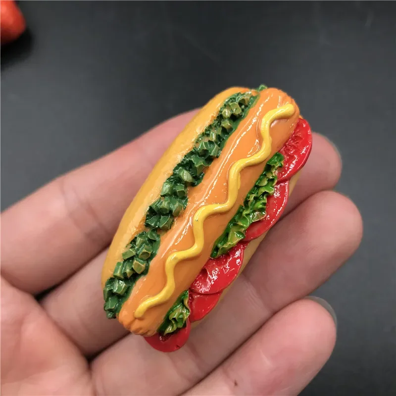 Peking Duck Pizza Hot Dog Buns Hamburgers Palatable Food Refrigerator Magnets Delicate Workmanship 3d Magnet Fridge Crafts Gift