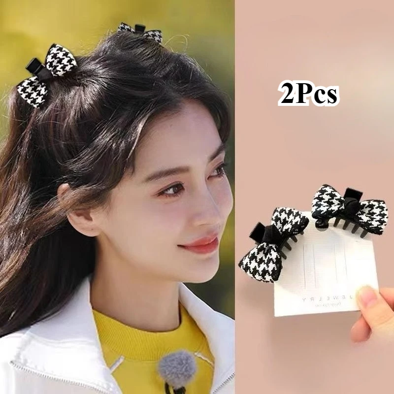 

2Pcs Bangs Grip Clips Fluffy Broken Hair Claw Women Girls Bang Side Clip Small Size Hair Claw Small Size Bow Hair Clip Headdress