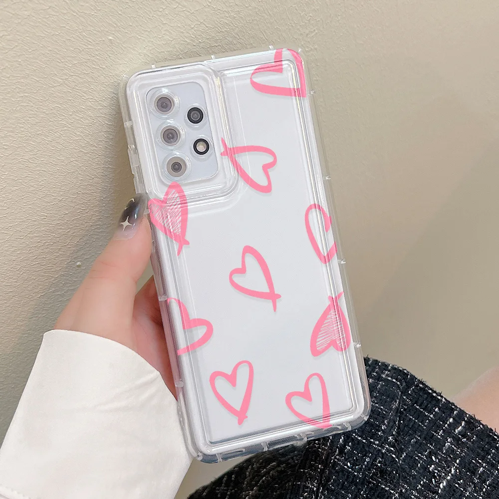 Soft Love Heart Case For Samsung S23 FE S24 Ultra Plus A54 5G A55 A15 A34 A33 A53 A14 A13 A05 A52 A32 A23 A24 A73 S21 S22 S20 FE