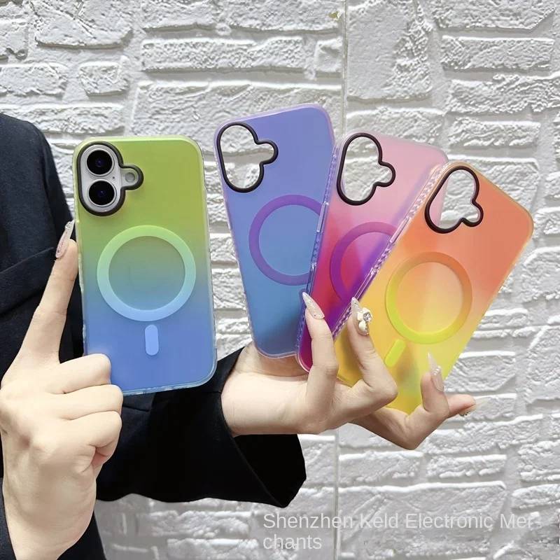 

Gradient color magnetic iPhone14 15 16promax mobile phone case colorful skin-feel frosted iPhone16 protective case iphone case