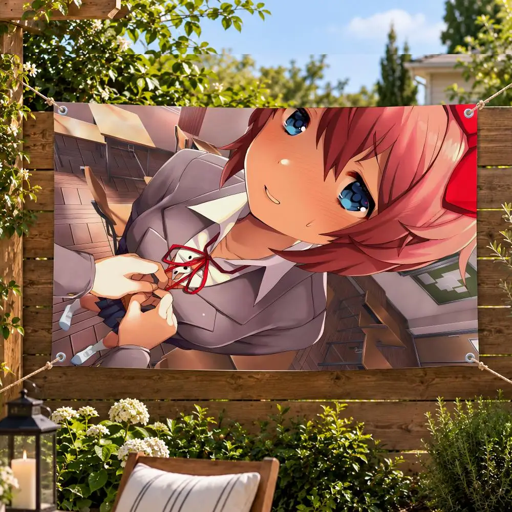 Game Doki Doki Literature Club! Flags Decorative Flag Banner Indoor Outdoor Garden Yard Patio Party Camping Wall Decor Gift