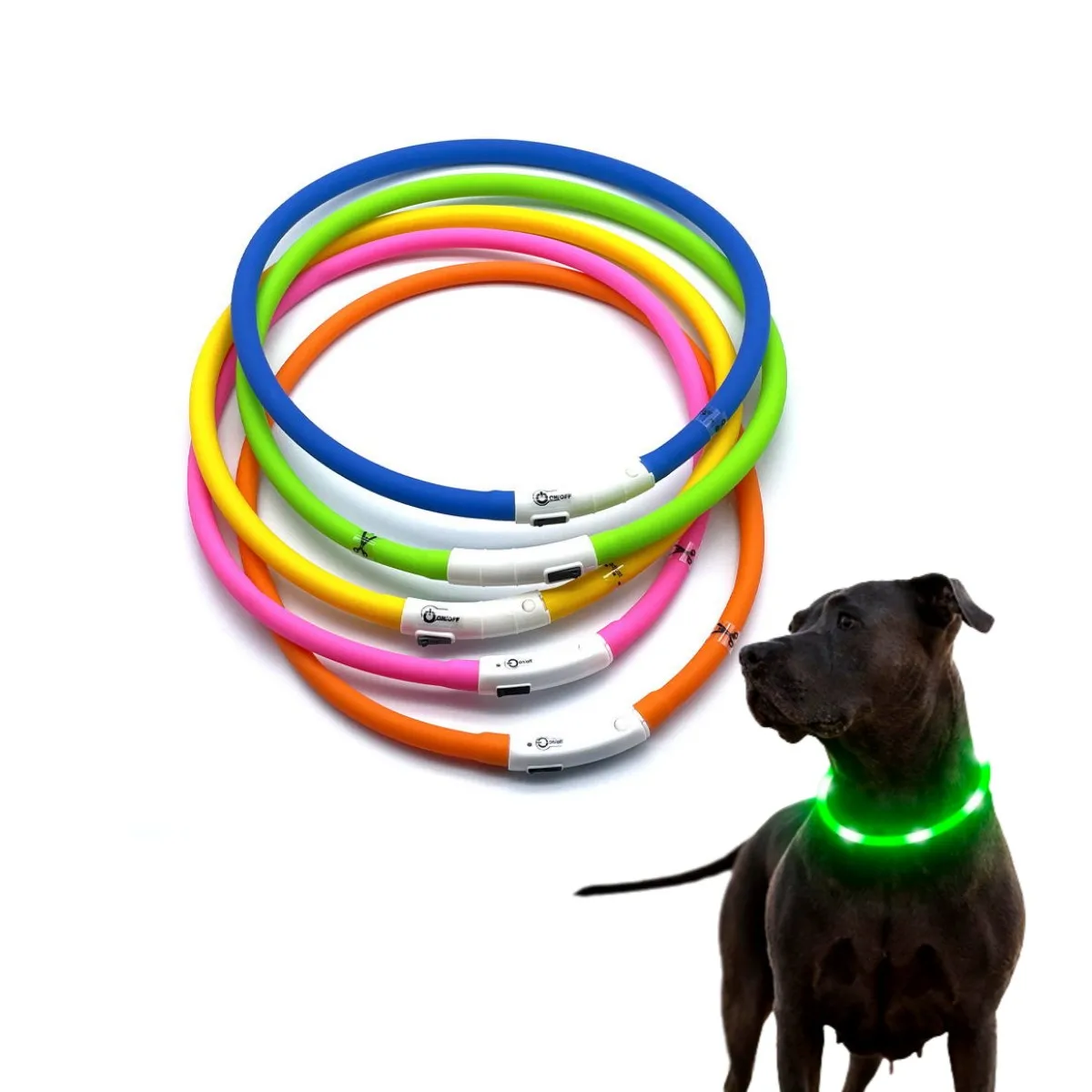 LED Glowing Dog Collar USB Rechargeable Luminous Light Up Dog Collars, Flashing Lights for Puppy Small Medium Large Dogs&Cats