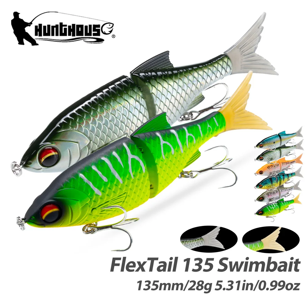 Hunthouse FlexTail 2-teilige Harte Angelköder 2er-Set Künstlicher Swimbait Sinkend für Barsch und Hecht Sonderangebot Angelausrüstung