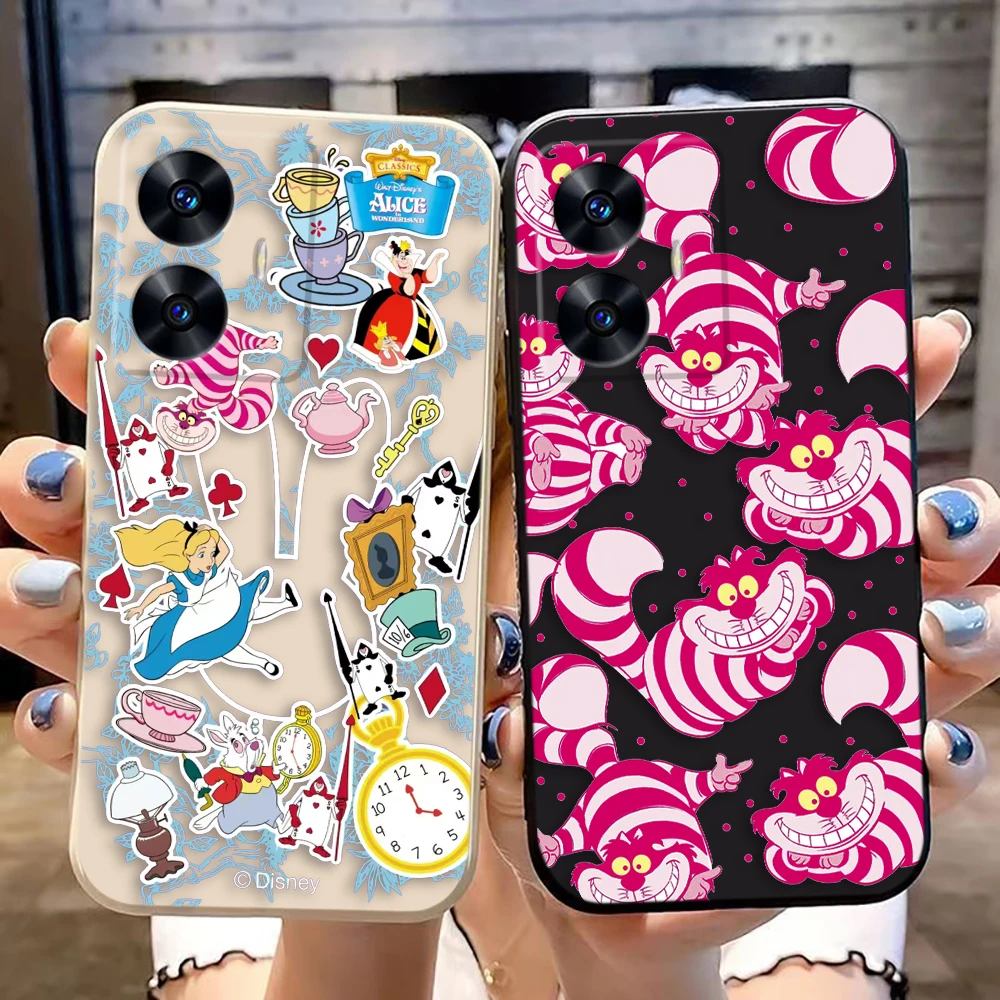 Disney Cheshire Cat Alice Phone Case For Realme C65 C63 C53 C35 C55 C33 C30 C21Y C20 C12 C11 GT 2 XT NARAO 20 30 50 Case Funda