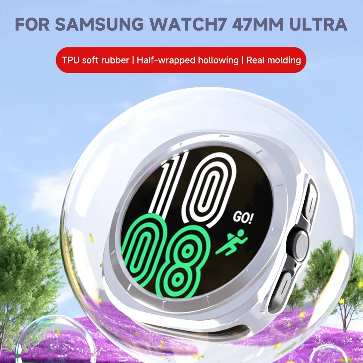 Soft TPU Bumper Protective Shell, Capa para Samsung Galaxy Watch 7 Ultra Smartwatch Cover, Acessórios Shell, 47mm