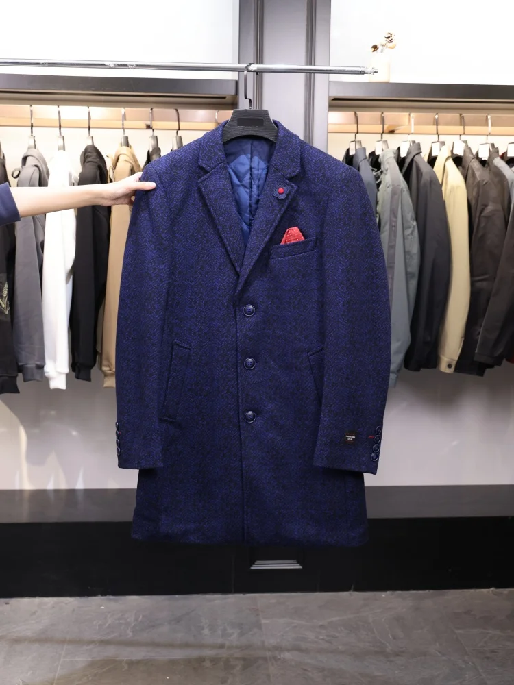 

Мужское шерстяное пальто Homesi Faion, осень-зима 2022, универсальное деловое повседневное пальто средней длины на хлопковой подкладке для молодых мужчин