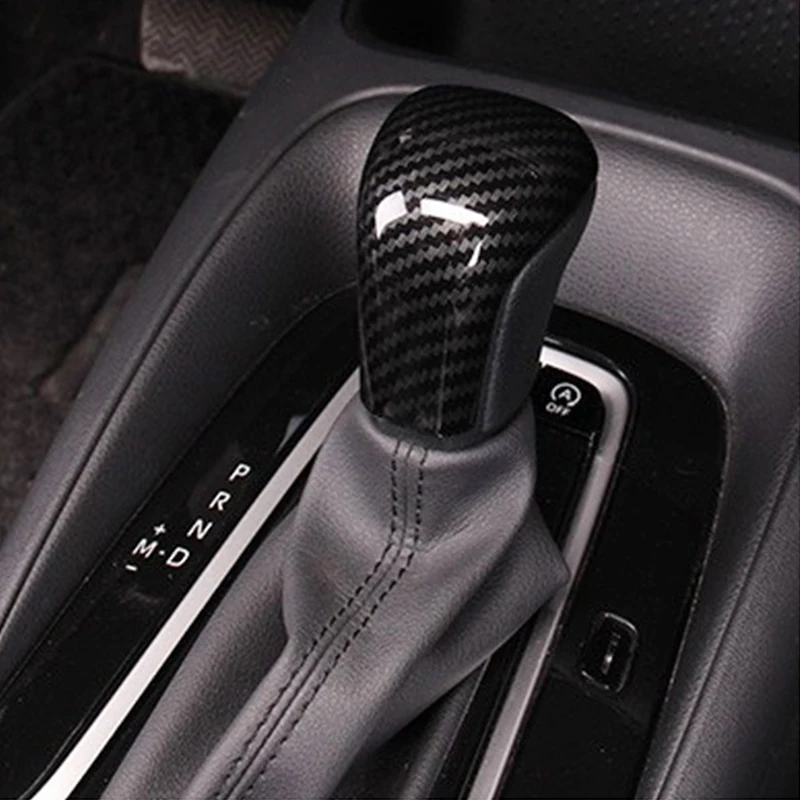 Car Gear Shift Knob Cover Carbon Fiber Pattern Trim Sticker For Toyota Corolla Camry Avalon Levin 2019 2020 2021