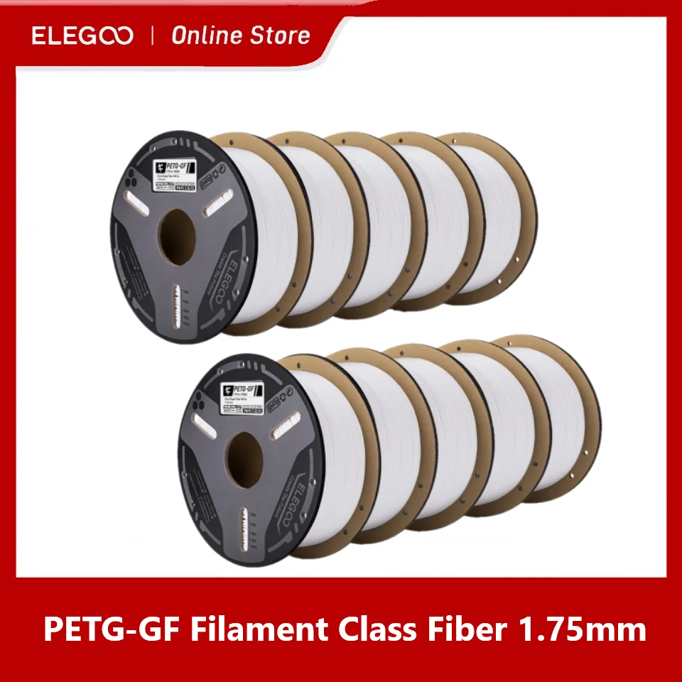 ELEGOO Filamento PETG-GF 1.75mm Cinza 1KG – Rigidez e Isolamento
