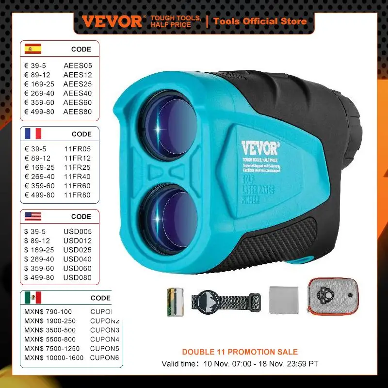 VEVOR Golf Rangefinder 900/1300 Yards Laser Hunting Range Finder 6X Magnification High-Precision Flag Lock Slope Batteries