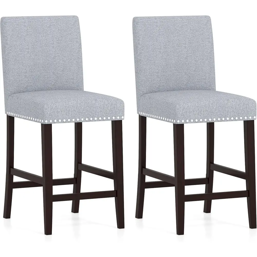 

26 Upholstered Counter Height Bar Stools Set of 2 with Backrest, Comfortable Footrest, and Armrests for Kitchen Island or Restau