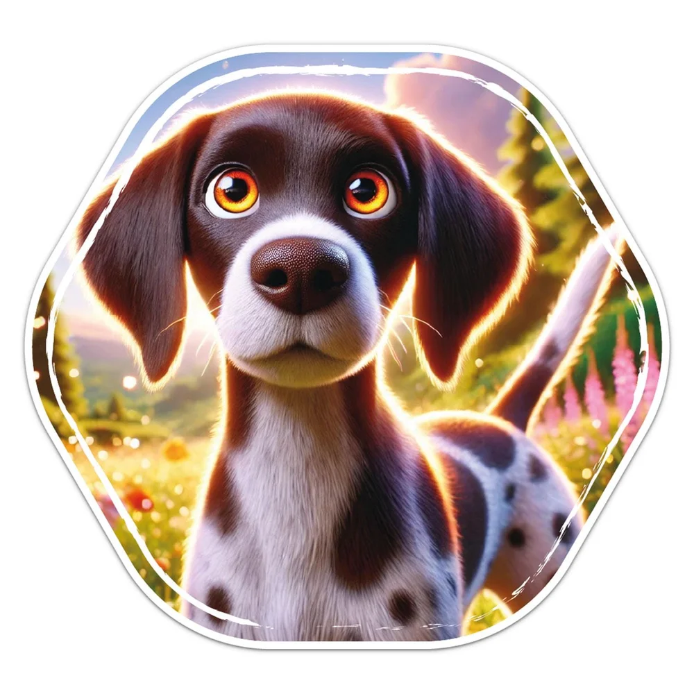 Sweet German Shorthaired Pointer Dog Vinyl Car Sticker Decorative Decal for SUV Window and Travel Bag Novelty Auto Decor