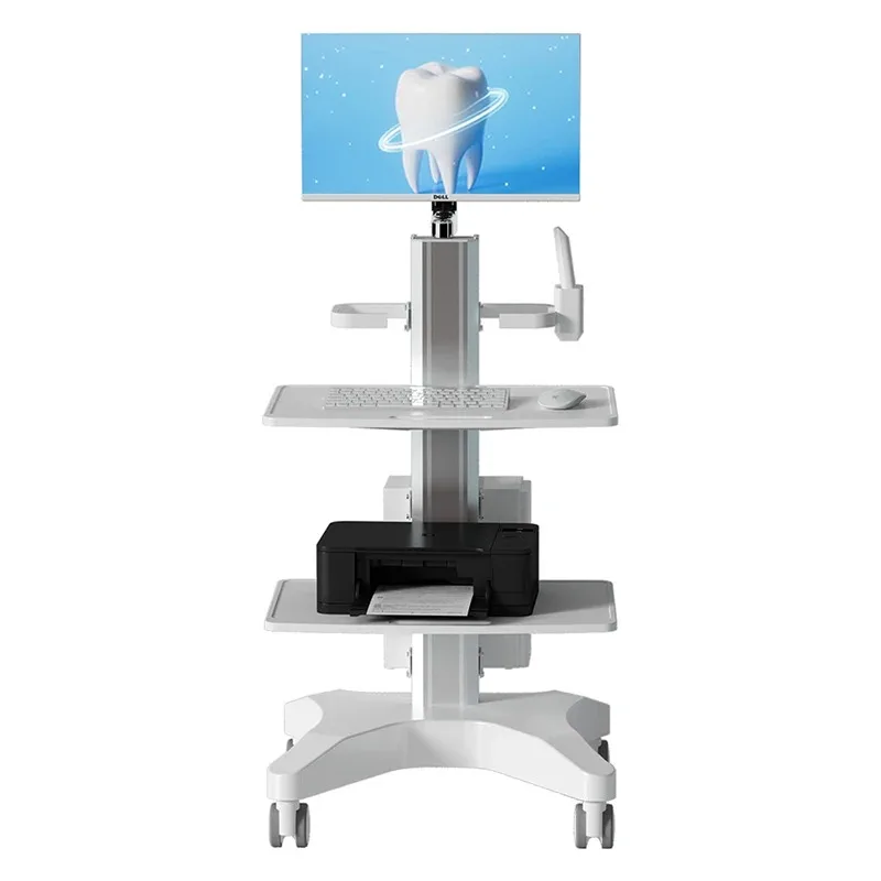 Pneumatic Dental Scanner Cart Auto-Lift Stand Intraoral Scanner Trolley Dentist Clinic Oral Scanner Cart with Bracket Holder