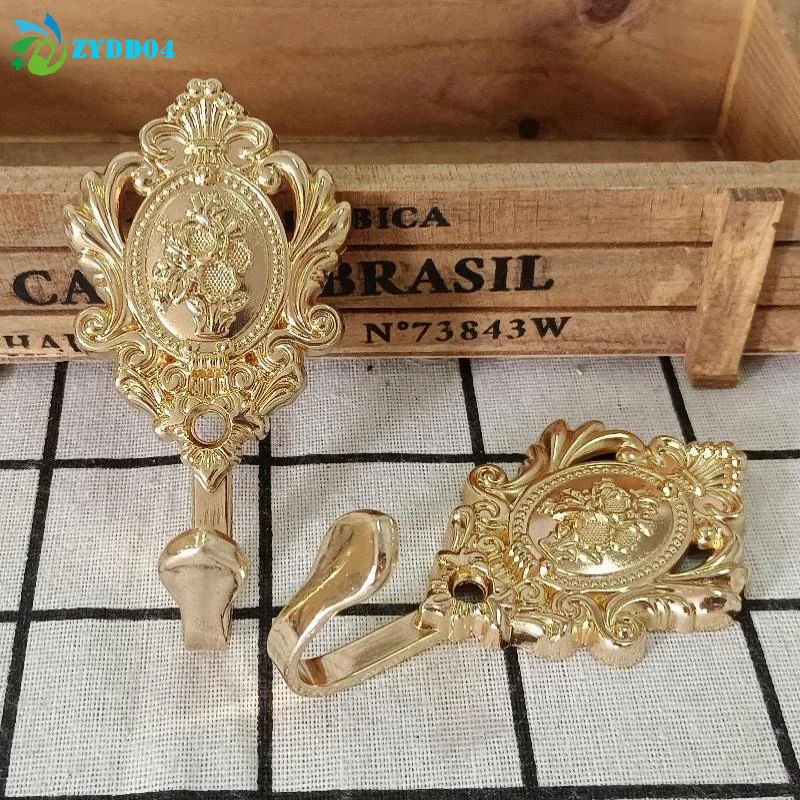 ●2Pcs Rose Pattern Vintage Bronze Gold European Zinc Alloy Curtain Holdbacks Decoration Hook Wall Hooks For Cloth Hat Drapery