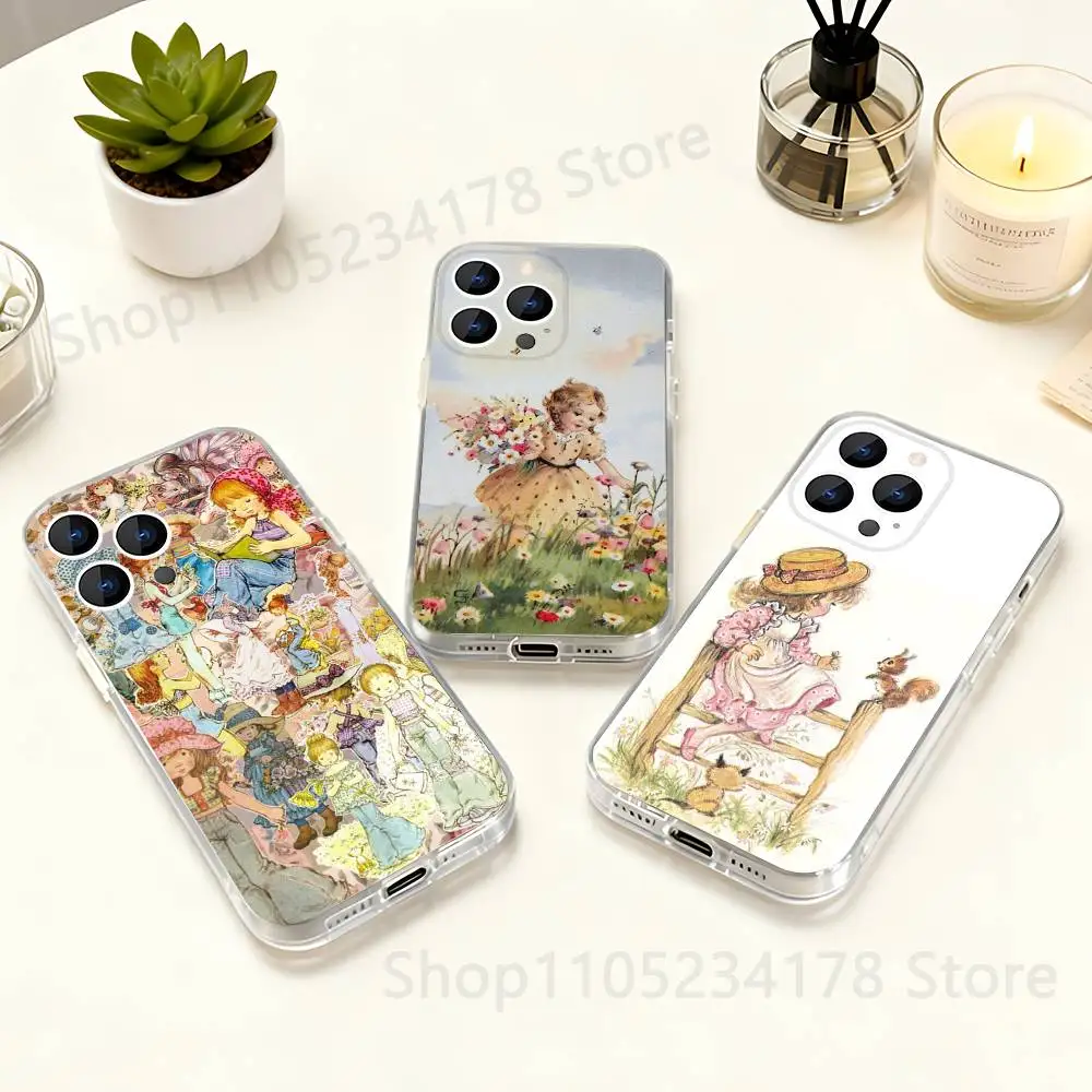 

Phone Case For iPhone 17,16,15,14,13,12,11 Pro,Max,Plus,X,XS,XR,SE4,E Mini Vintage S-Sarah Kay ART Transparent Soft Cover