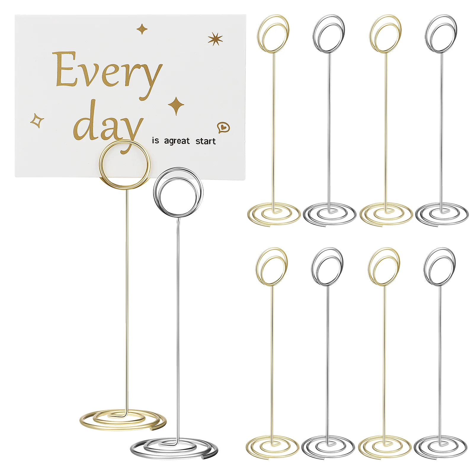 

10 Pcs Card Holders Wedding Table Number Stands Table Number Stands 220mm Gold Silver Wire Holders for Wedding Banquet Cafe