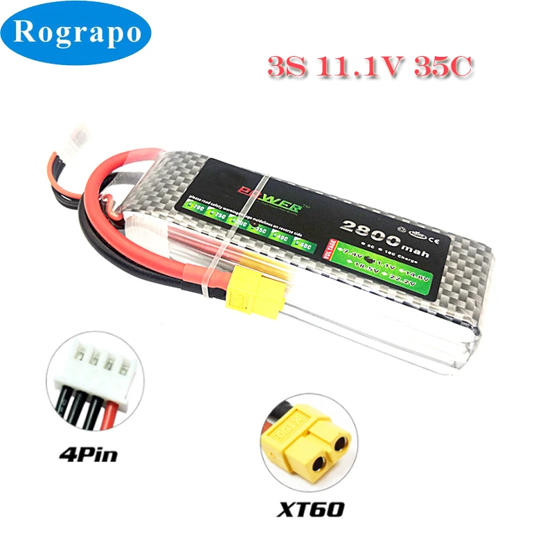 New 3S 11.1V 35C Lipo Battery 1500mAh 2200mAh 2800mAh 3000mAh 4200mAh 5200mAh 6000mAh With XT60 Plug For RC Car Drone Boat