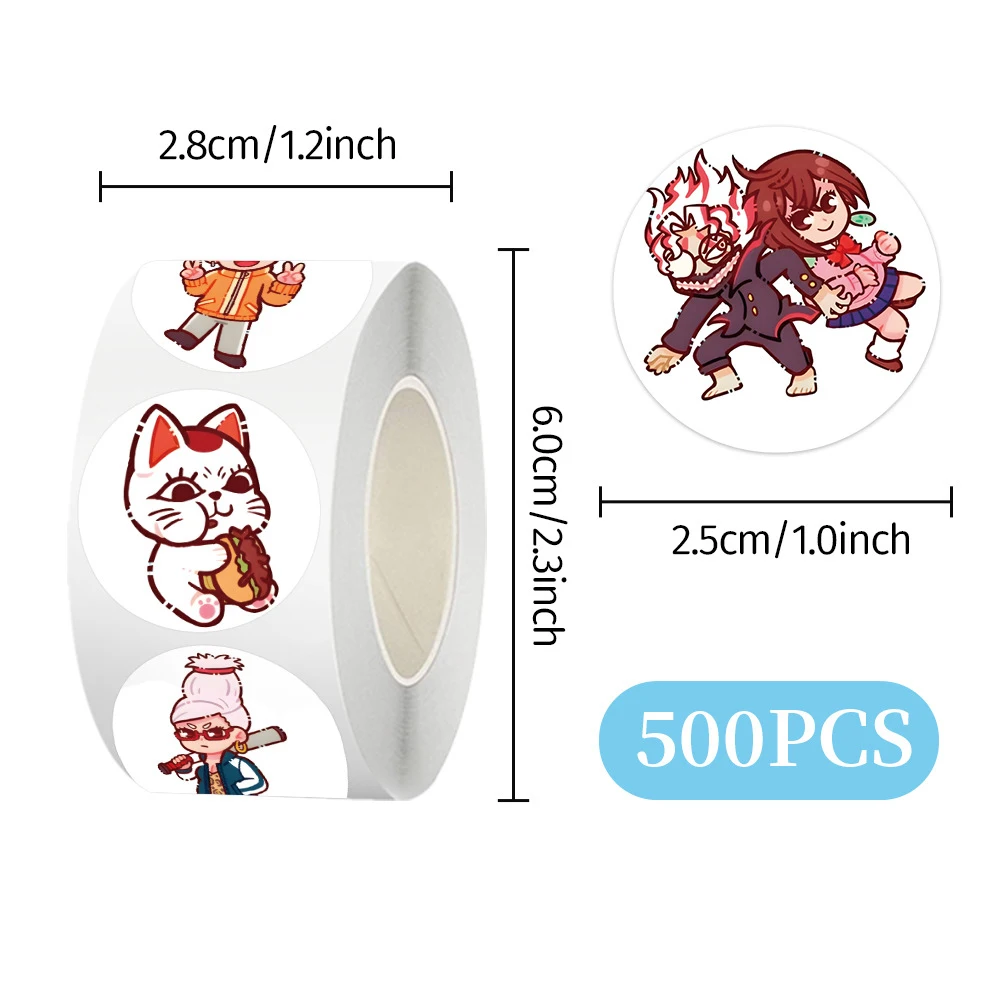 500 pçs anime bonito dangadan adesivos rolo crianças diy dos desenhos animados decalques de vedação notebook guitarra bicicleta decoração adesivo recompensa presente