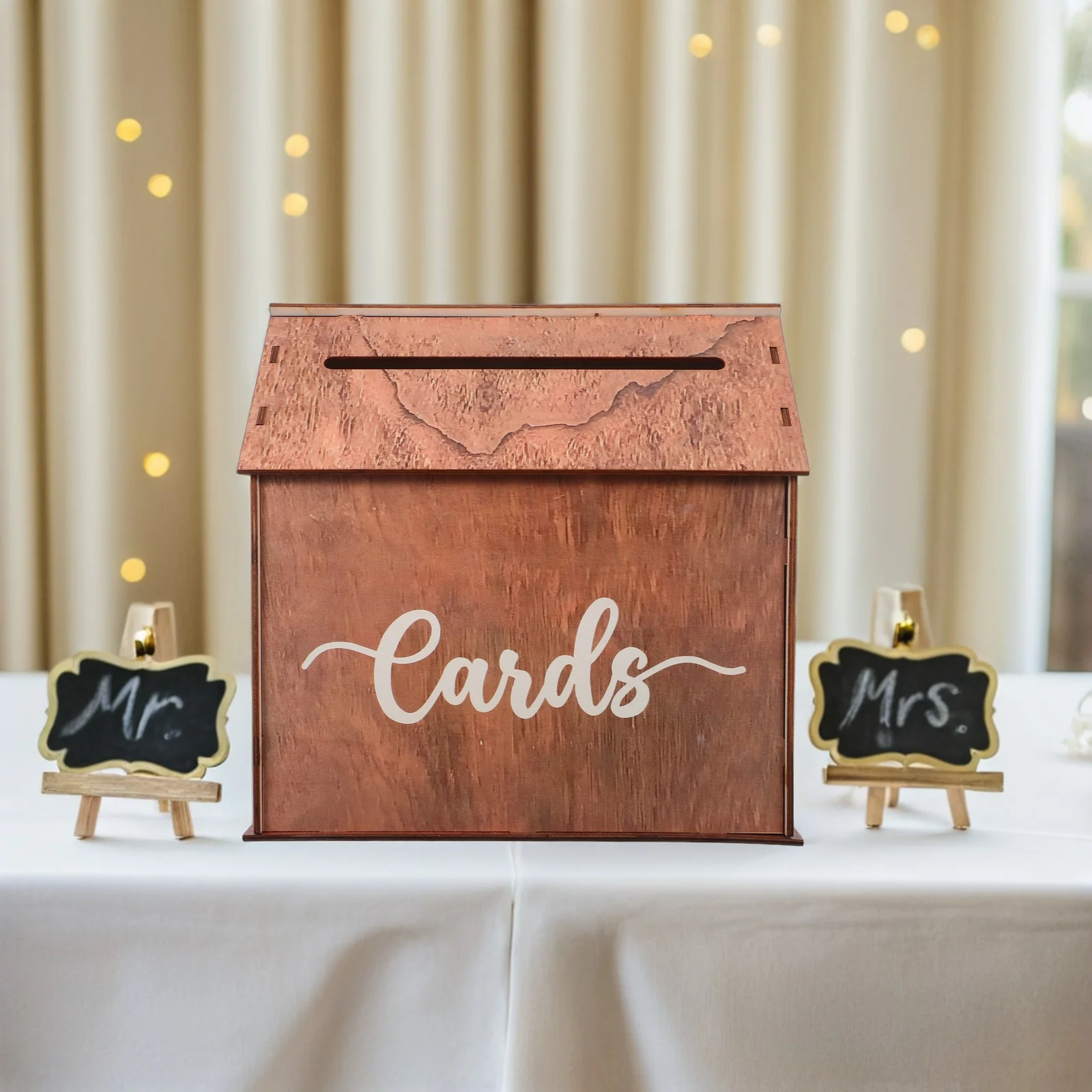

Rustic Style Wedding Card Box Large Wooden Trunk Holds Envelopes Storage Party Bridal Shower Birthday Event Use Natural