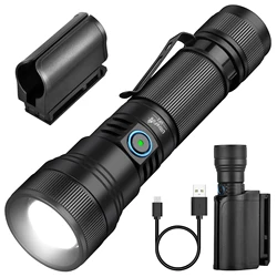 UltraFire UF2 Zoomable LED Flashlight 1500LM 550M Long Range TypeC USB Rechargeable Torch Potable Light with Power Bank Function