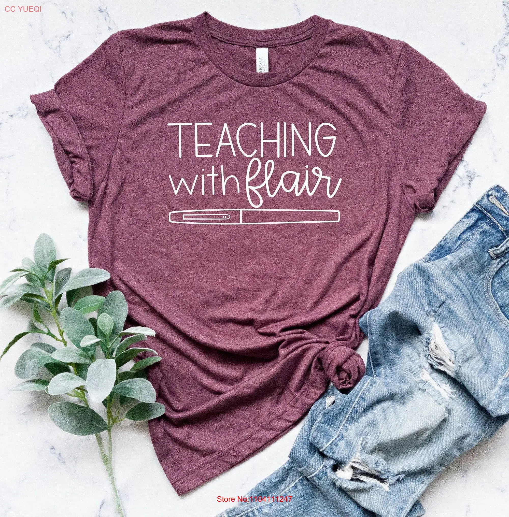 TEACHING WITH FLAIR Teacher School T Shirt long or short sleeves