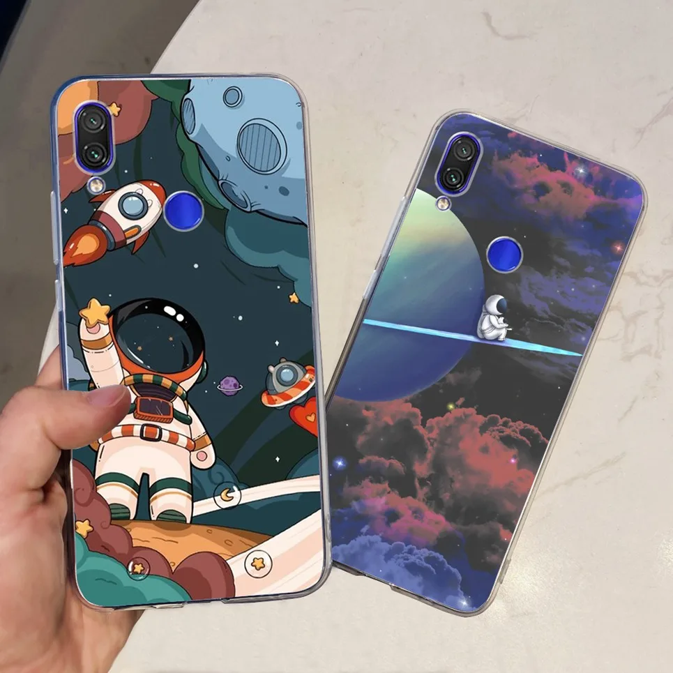 For Xiaomi Redmi Note 7 Case Redmi 7 7a Note7 Pro Ultra Soft Slim Bumper Cover Astronaut Cute Fashion Painted Bumper For Redmi7